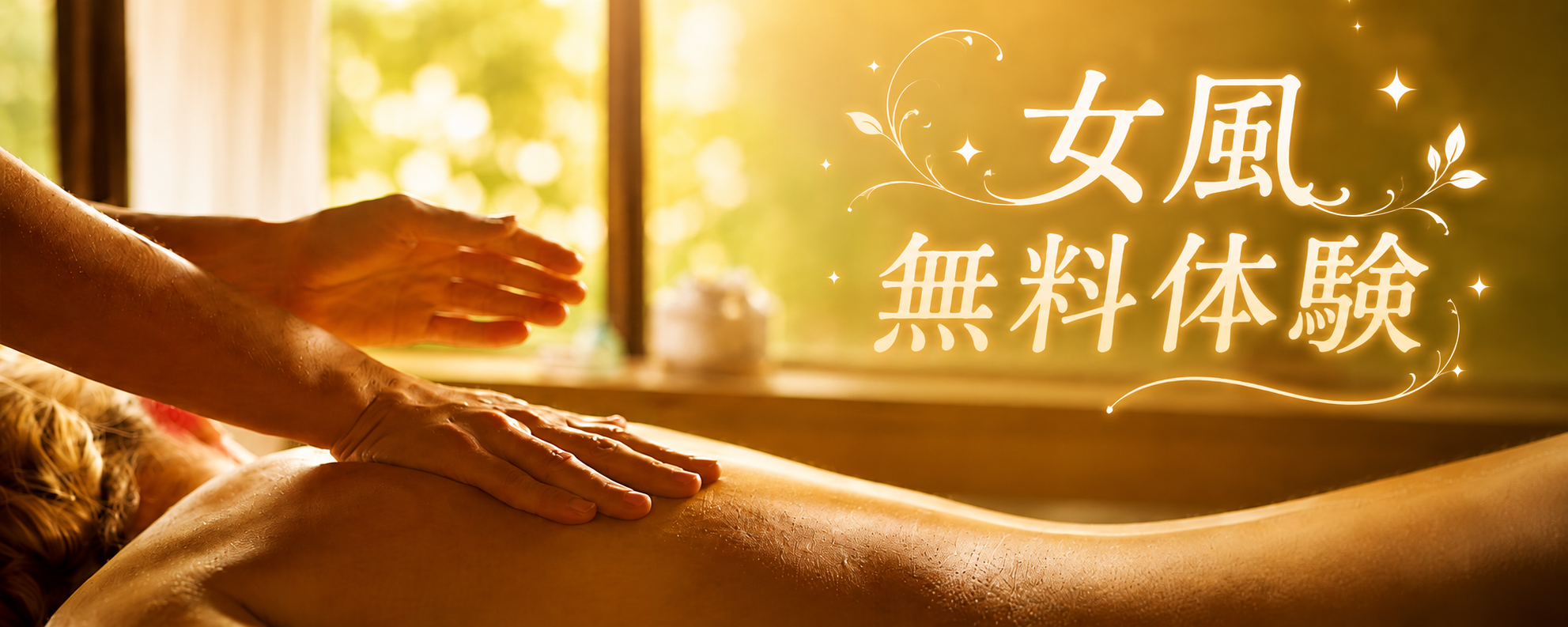 女風 無料体験の案内｜施術代・ホテル代・交通費無料